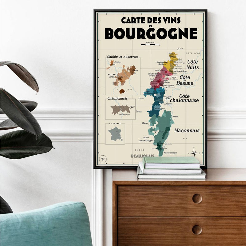 AFFICHE - Carte des vins de Bourgogne