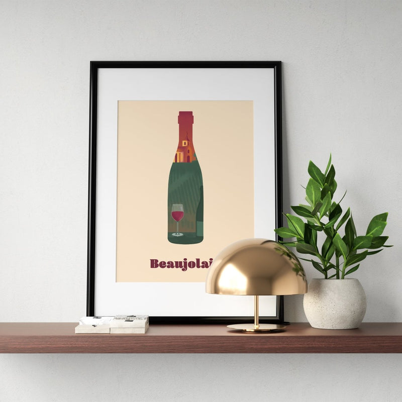 AFFICHE - Vin beaujolais bouteille