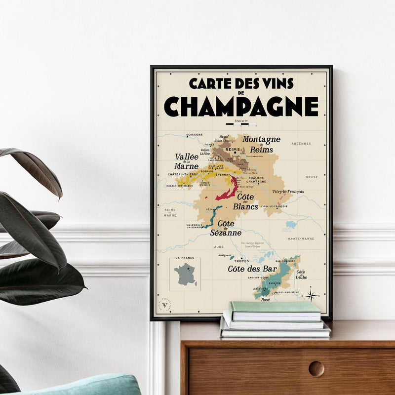 AFFICHE - Carte des vins de Champagne