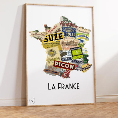 AFFICHE - Carte de France des alcools