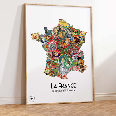 AFFICHE - Carte de France des Fromages