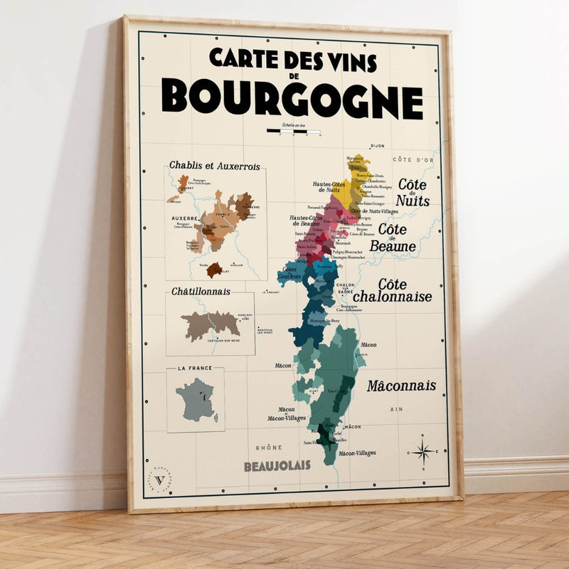 AFFICHE - Carte des vins de Bourgogne