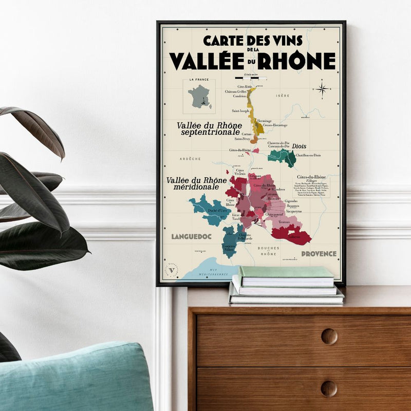 AFFICHE - Carte des vins de la Vallée du Rhône