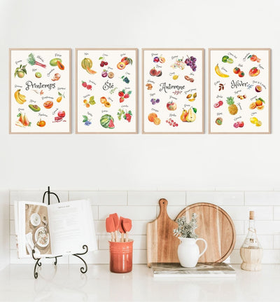 POSTER - Fruits of the 4 seasons watercolor