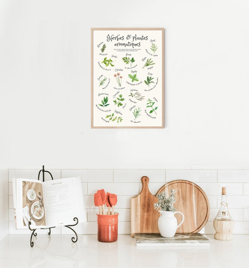 Affiche herbes aromatiques - Poster mural cuisine