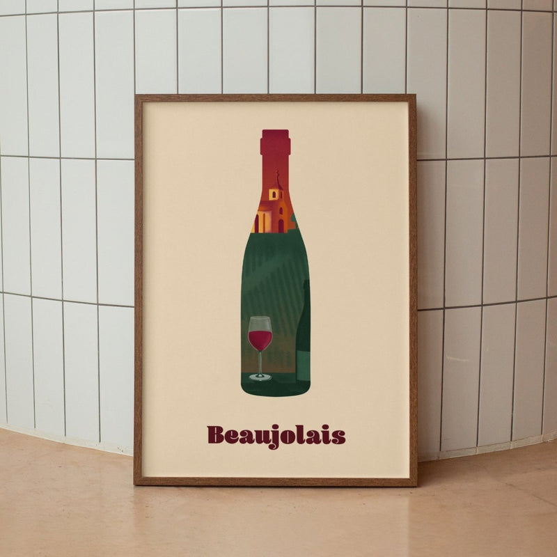 POSTER - Beaujolais wine bottle